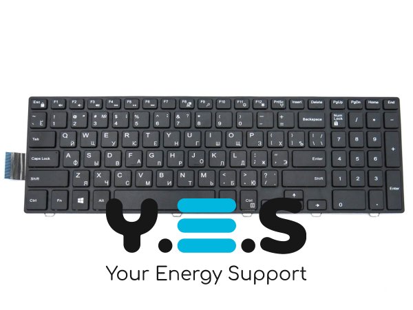 Клавіатура для ноутбуків Dell Inspiron 3541/3542/3546/3551/3552/3558/3543/3550/3560/5542/5548/5543/5545/5552/5759/7557/5551/5555/5558 — чорна, розкладка RU, з рамкою
