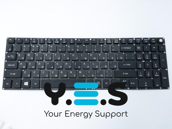 Клавіатура для ноутбуків ACER Aspire E5-522/E5-573/E5-573T/E5-573G/E5-532G/E5-722/E5-772, V3-574G, A315/A515/A715, ES1-523 — чорна RU, без рамки