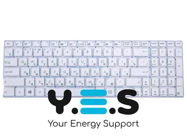 Клавіатура для ноутбуків ASUS X556, X556U, X556UA, X556UB, X556UF, X556UJ, X556UR, X556UV, A556, A556UA, A556UV, K556UV, FL5900U, X756U — біла, RU-розкладка, без рамки