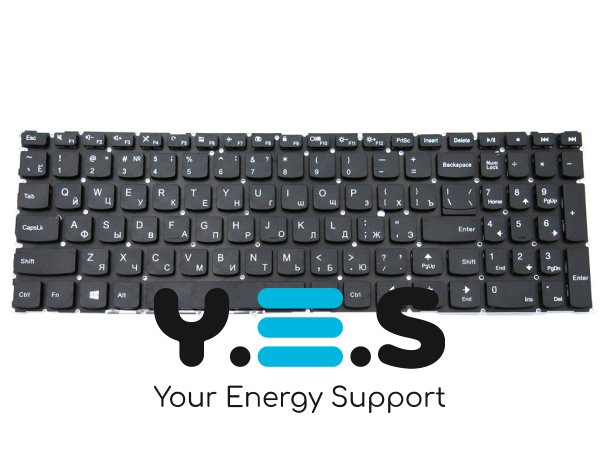 OEM клавіатура для ноутбуків LENOVO IdeaPad 310-15ABR / 310-15IAP / 310-15ISK / 310-15IKB / 510-15IKB / 510-15ISK та V110-15AST / V110-15IAP / V110-15ISK / V110-15IKB — чорна, RU розкладка, без рамки