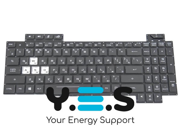 Клавіатура для ноутбуків ASUS GL504, GL504GM, GL504GS, GL504GV, GL504GW, GL504V (V170162FS1) — чорна, RU розкладка, RGB підсвітка Original
