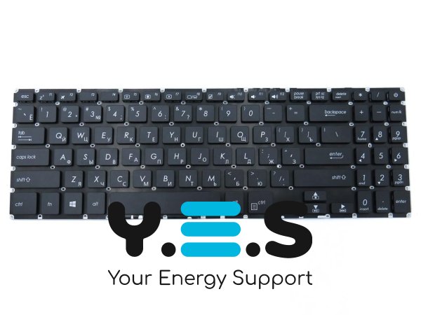 Клавіатура для ноутбука Asus X507/X507MA/X507U/X507UB/X507M/A570/X507MB/X507UA/X507UF/X507L/X507LA/Y5000/F507L/F507LA/F507M/F507MA/A507/A507MA — чорна (RU), без рамки
