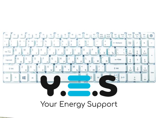 Клавіатура для ноутбуків ACER Aspire E5-522 / E5-573 / E5-573T / E5-573G / E5-532G / E5-722 / E5-772, V3-574G, A315 / A515 / A715, ES1-523 — біла, RU-розкладка, без рамки
