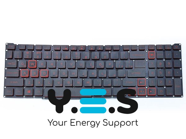 Клавіатура для ноутбуків ACER Nitro 5 AN515-45 / AN515-55 / AN515-56 / AN515-57 / AN517-41 / AN517-53, N20C1 — чорна RU, без рамки, з червоною підсвіткою