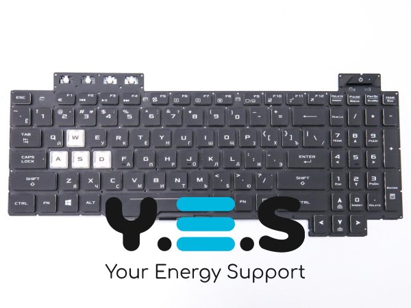 Клавіатура для ноутбуків ASUS FX504/FX504GD/FX504G/FX504GE/FX504GM/FX505/FX505D/FX80/FX80GM/GL703V/GL703VM — чорна (RU), без рамки, з підсвіткою