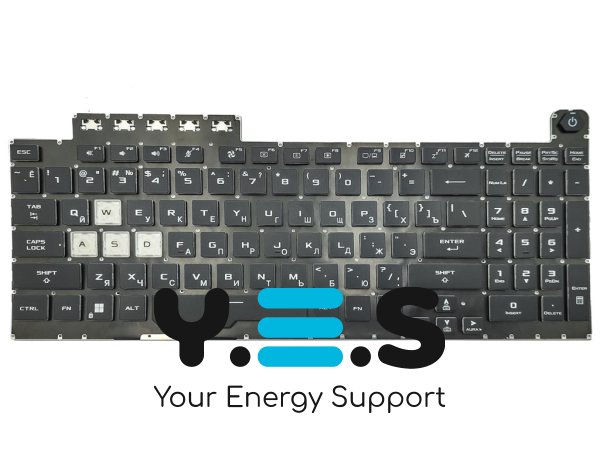 Клавіатура для ноутбуків ASUS TUF Gaming FX506, FX506U, FX506II, FX506IH, FX506LI, FA506, FA506Q, FA506QM, FA506QR, FX506II, FA706, FX706 — чорна (RU), без рамки, з RGB-підсвіткою, Original