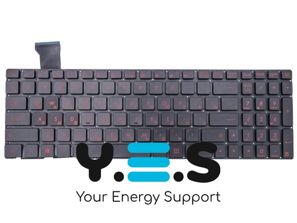 Клавіатура з підсвіткою для ASUS ROG GL752, GL752V, GL752VL, GL752VW, GL752VWM, GL552, GL552V, GL552V, GL552J — RU Black, без рамки