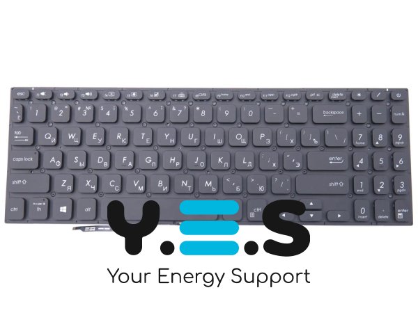 Клавіатура з підсвіткою для ASUS VivoBook S530 / X530 / K530 / S530F / S530UA / X530FA / X530UN — чорна (RU), без рамки