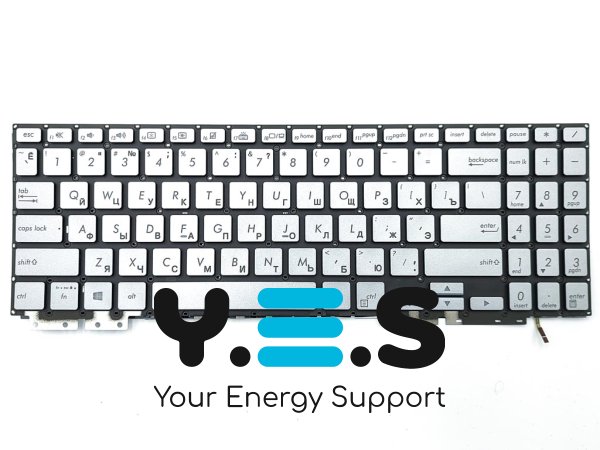Клавіатура з підсвіткою для ASUS ZenBook UX562FA, UX562FAC, UX562FD, UX562FDX, UX562F, UX562UG — Silver (RU), без рамки, Original