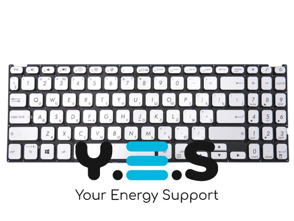 Клавіатура для ноутбуків ASUS X509/X512/X515, K509 — сумісна з X509FA X509FB X509FJ X512D X512DA X512F X512FA X512U X512UA X512UB X515JA X515FA X515MA, срібляста (RU), Original
