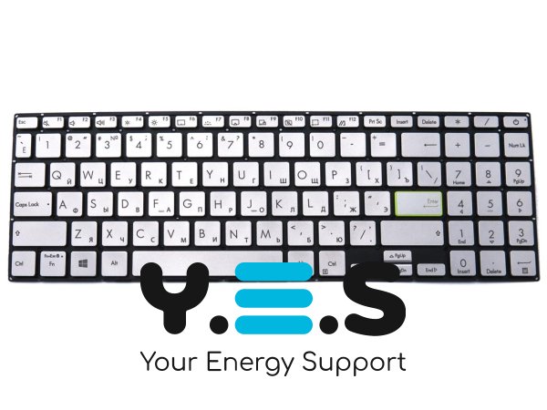 Клавіатура з підсвіткою для ASUS X521, X521EA, X521EQ, X521FA, X521FL, X521JQ, X521UA, S533, S533E, S533F (RU, Silver) Original