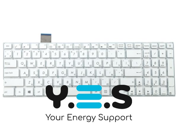 Клавіатура для ноутбука ASUS X542, X542BA, X542B, X542U, X542UR, X542UQR, X542UN, X542UF, X542UA, K542, K542B — RU розкладка, біла, без рамки