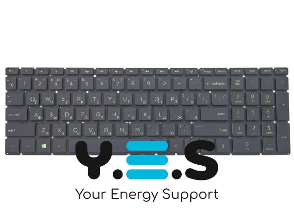 Клавіатура з підсвіткою для ноутбуків HP 15-CS/15-CN/15-CW/15-CX/15-DA/15-DB/15-DX/15-DR/15-DK, 17-BY/17-CA/17-CD, 250 G7/G8/G9, 255 G7/G8 — RU Green/Black, Original