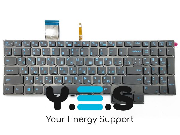 Клавіатура для ноутбуків Lenovo Gaming 3-15IMH05 / 15ARH05 / 15ACH / 15IHU6, GY530 / GY550 / GY570, Legion 5-15IMH05H / 15ARH055P / 5P-15IMH05 — чорна (RU), підсвітка Blue, Original