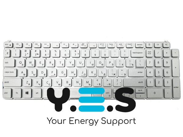 Клавіатура для ноутбуків DELL Inspiron 7591/5590/5591/5594/5598/7590/5593/5584/7790, P90F/P83F, 7500/7501/5501/5502 — срібляста, RU layout