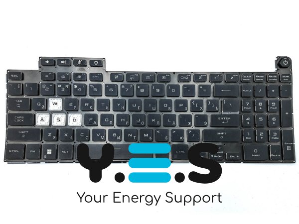 Клавіатура для ноутбуків ASUS FX507, FX517, FX507Z, FA507, FA507R, FA507RC, FA507RE, FX507R, GA507, FX707, FX517, FX707Z, FA707 — чорна (RU розкладка), з підсвіткою