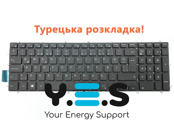 Клавіатура з підсвіткою для ноутбуків DELL G3 3590/3579/3779/3593, G5 5500/5565/5567/5570/5590/5587/5575/5770/5775, G7 7588/7570/7580/7587/7566 — TUR Black (чорна)