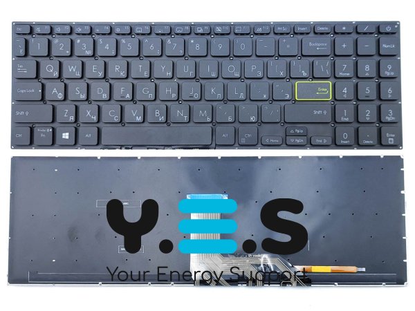 Клавіатура для ноутбуків ASUS X513, X513E, X513EA, X513EP, X513EQ, X513IA, X513UA, F513, S533EA, S533FA, M513, M513I, M513U, M513UA, K513, K513E, M5600, S5600 — RU Black, з підсвіткою
