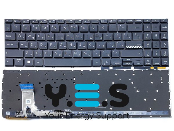 Клавіатура з підсвіткою для ASUS E1504FA, E1504GA, E1505FA, E1505GA, E1505FA, L1504FA, L1504GA, K3604, K3605 15X, K3504, M3504, S3504 — RU, чорна