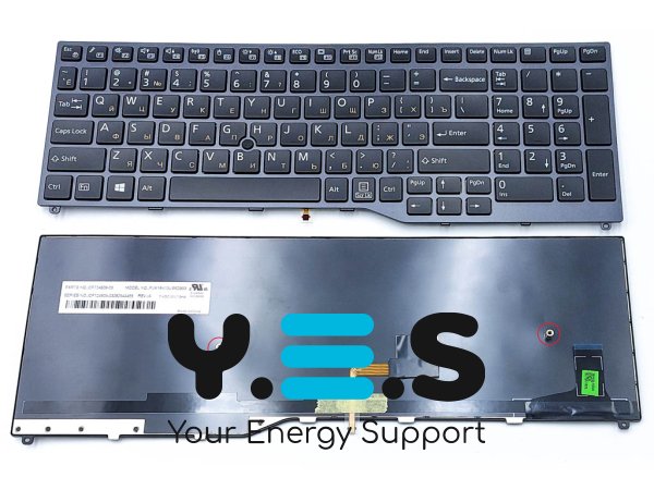 Клавіатура для Fujitsu Lifebook E458/E459/E558/E559/E4511/E5510/E5511/U757/U758/U759/U7510 — RU, чорна, з рамкою та Pointstick