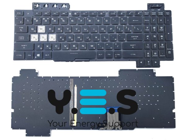 Клавіатура з підсвіткою для ASUS FX505, FX505G, FX505D, FX505GD, FX505GE, FX505GM, FX505DY, FX505DV, FX505DT, FX505DU — чорна (RU), без рамки, Original