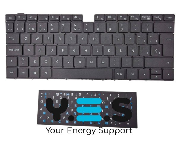 Клавіатура для Huawei MateBook D14, D15 SP Black (EU), іспанська розкладка — у комплекті українські наклейки, Original