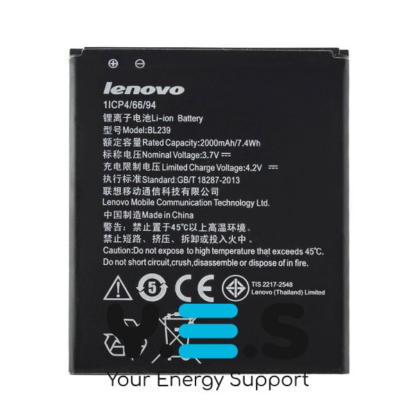 Акумулятор Lenovo BL239 для смартфона (телефона) A399, A3500 — 3.7V, 2000mAh, 7.4Wh