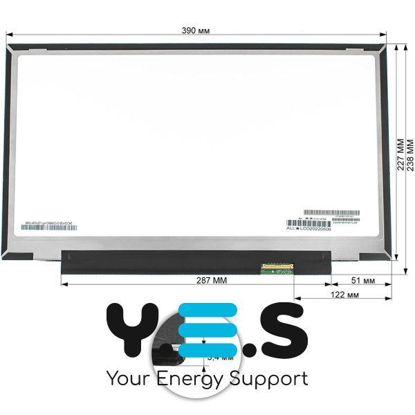 Матриця 14" LP140QH1-SPA2 2560×1440, eDP 40pin, LED Slim, матова, роз’єм справа знизу