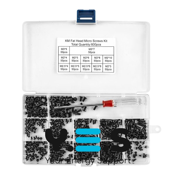 Набір гвинтів для ноутбука 12 видів по 50 шт (M2, M2.5) + викрутка