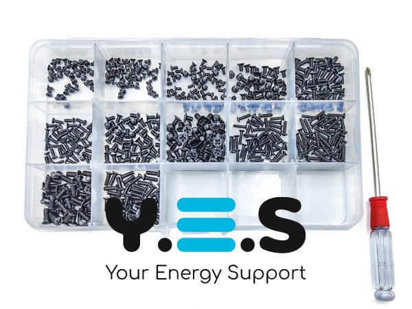 Набір гвинтів для ноутбука 600 шт (12×50): корпусні болти M2/M2.5/M3, чорні