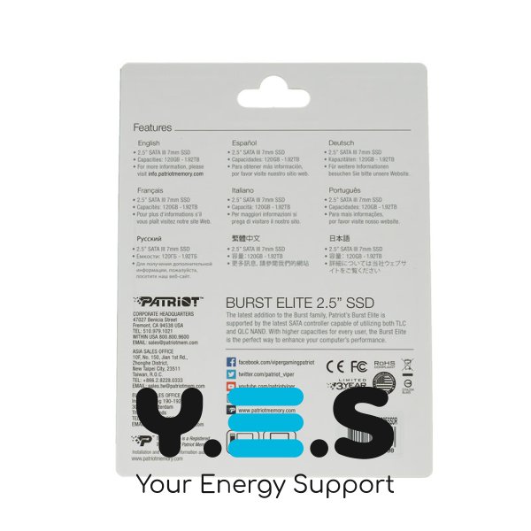 SSD Patriot Burst Elite 120GB 2.5" SATA III 6Gb/s 3D QLC (PBE120GS25SSDR) 320/450 МБ/с