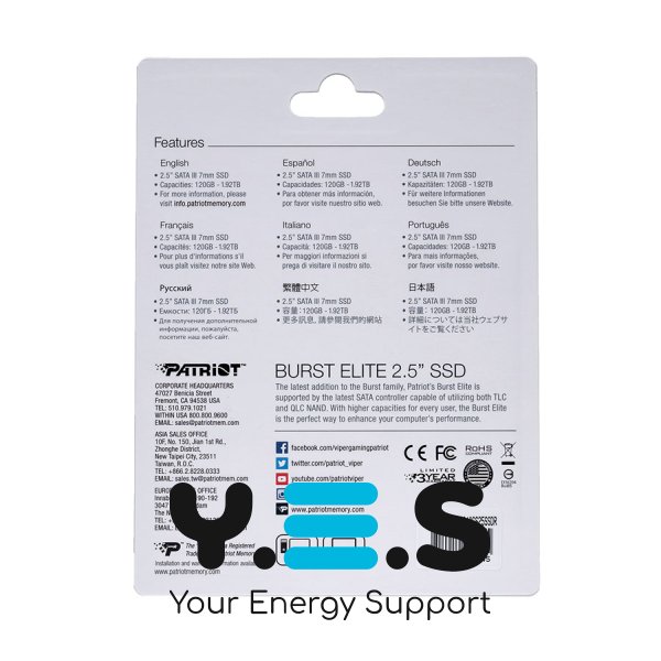 SSD Patriot Burst Elite 240GB 2.5" SATA III 6Gb/s 3D QLC (PBE240GS25SSDR) 320/450MB/s