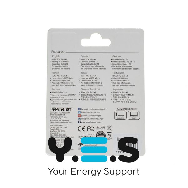 SSD Patriot P300 1ТБ M.2 2280 NVMe PCIe 3.0x4 3D TLC 2100/1650 МБ/с (P300P1TBM28)