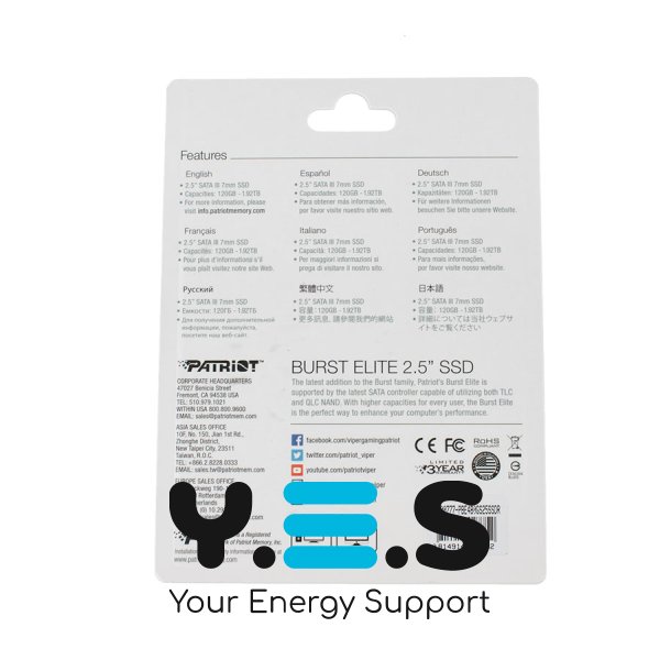 SSD Patriot Burst Elite 480ГБ 2.5" SATA III 6Гб/с 3D QLC PBE480GS25SSDR 320/450 МБ/с