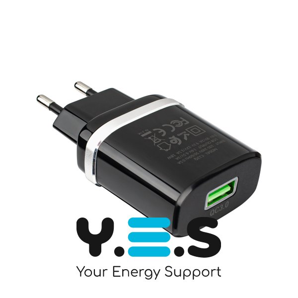 Зарядний пристрій HOCO C12Q Smart QC3.0 18W, чорний (6931474716255)