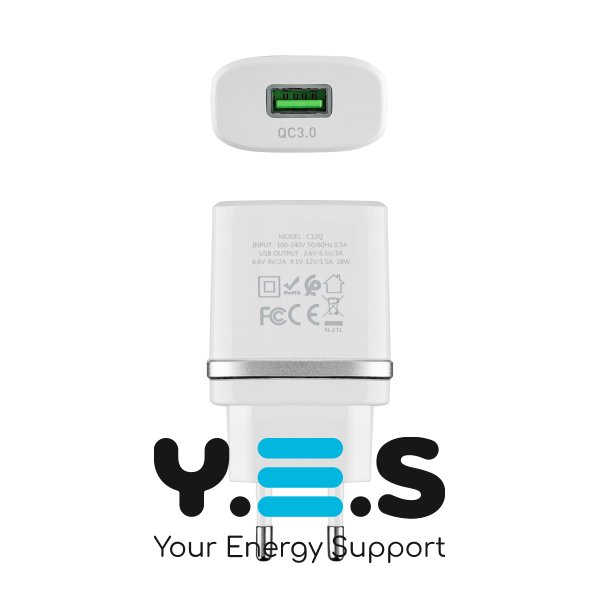 Зарядний пристрій HOCO C12Q Smart з QC3.0, 18W, білий (6931474716262)