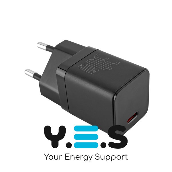 Зарядний пристрій Baseus GaN3 Fast Charger 1C 30W EU, чорний (CCGN010101)