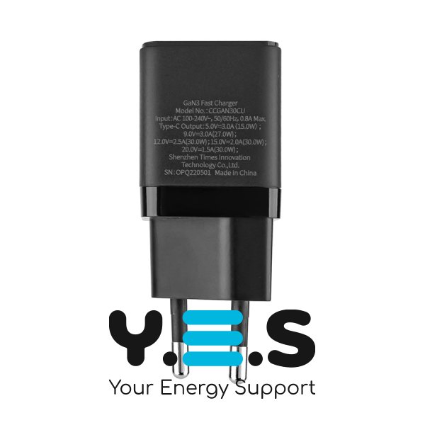 Зарядний пристрій Baseus GaN3 Fast Charger 1C 30W EU, чорний (CCGN010101)