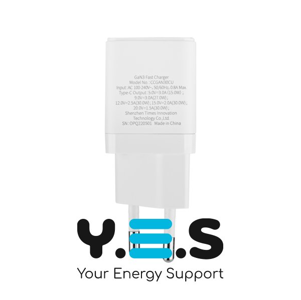 Зарядний пристрій Baseus GaN3 Fast Charger 1×USB‑C 30W EU, білий (CCGN010102)