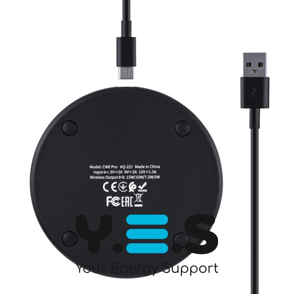 Бездротовий зарядний пристрій HOCO CW6 Pro Easy 15W, чорний (6931474755032)