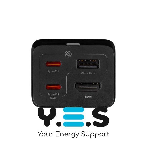 Baseus GaN5 Pro настільний зарядний 67W 1U+2C+HDMI, кабель 1.5 м, EU, чорний (CCGP110201)