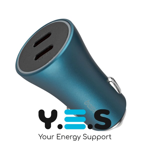 Автозарядка Baseus Golden Contactor Pro 40W, 2×USB‑C, швидка зарядка, синя (CGJP000003)