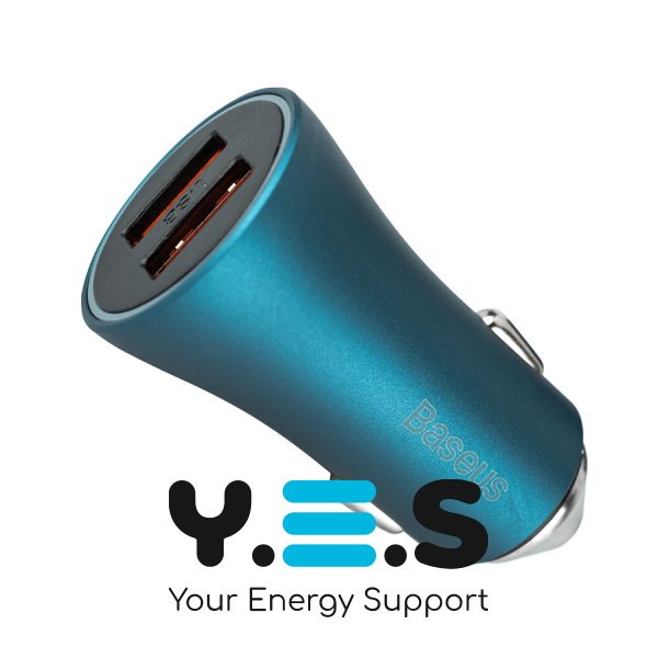 Автозарядка Baseus Golden Contactor Pro, 2×USB, Quick Charge, 40 Вт, синя (CCJD-A03)