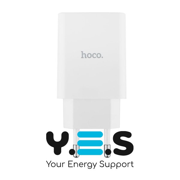 Зарядний пристрій HOCO C100A PD 20W + QC3.0 з цифровим дисплеєм, білий (6931474769800)