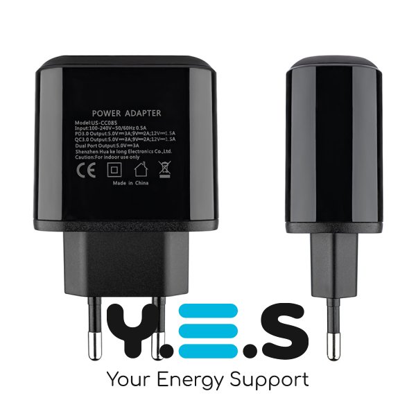 Зарядний пристрій Usams US-CC085 T23 18W QC3.0+PD3.0 з цифровим дисплеєм, чорний (CC85TC01)