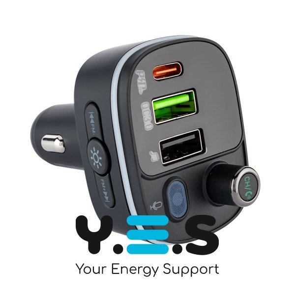 Автомобільний зарядний FM-модулятор HOCO E62 Fast PD20W+QC3.0, Bluetooth, чорний