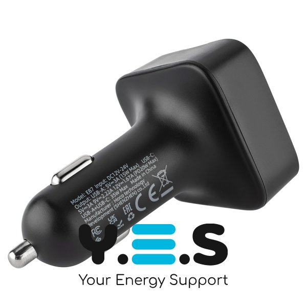 Автозарядка HOCO E87 Delta з FM-модулятором, BT, 35W, 1A/1C, чорна (6942007658980)