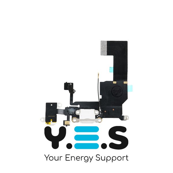 Шлейф с разъемом зарядки и компонентами для Apple iPhone 5C, white