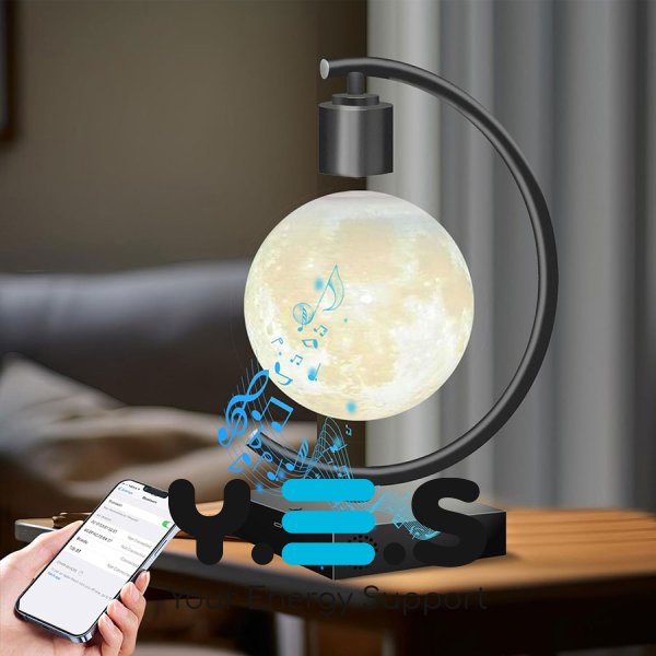Левітуюча декоративна лампа-світильник «Місяць» з Bluetooth-колонкою, d=14 см