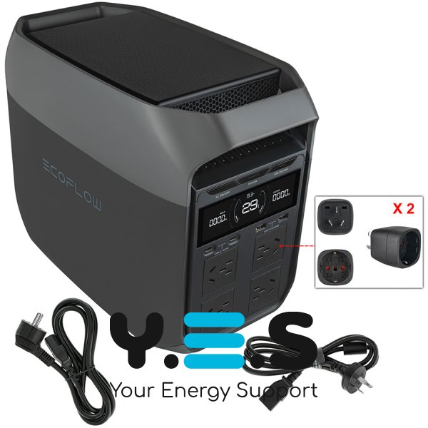 Зарядна станція EcoFlow DELTA 3 1024Wh 1800W, китайські розетки з перехідниками
